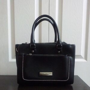 Andrew Marc Black Satchel with Silver Accents